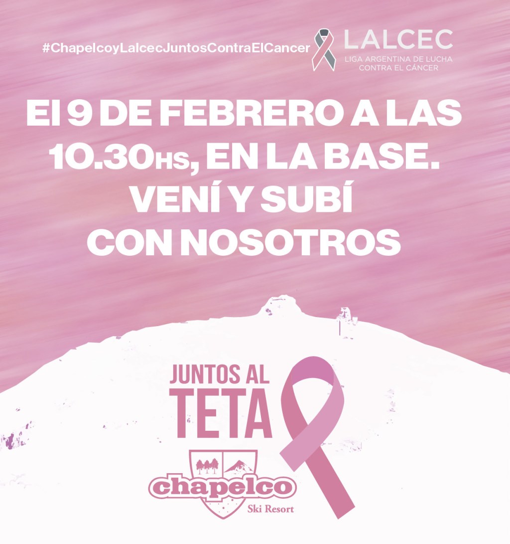 Chapelco ya está listo para #JuntosAlTeta 2019. Mirá cómo participar juntos, por la concientización sobre la detección temprana del cáncer de mama. #ChapelcoYLalcecJuntosContraElCancer @LalcecArgentina