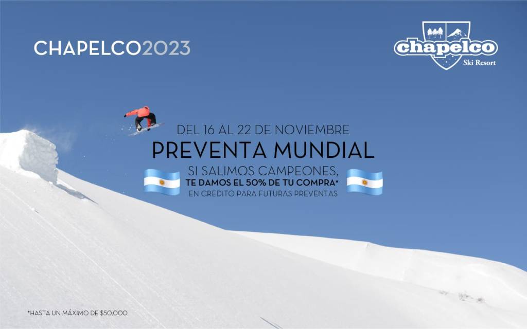Si comprás antes del 22/11 y salimos campeones te damos el 50% de tu compra en crédito! Y participás por el sorteo de pasajes a Chapelco! Conocé las bases y&nbsp;condiciones.